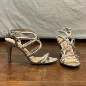Silver Glitter strappy heels